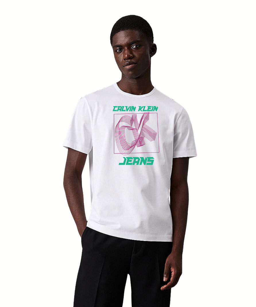 Polo Calvin Klein XL blanco con estampado