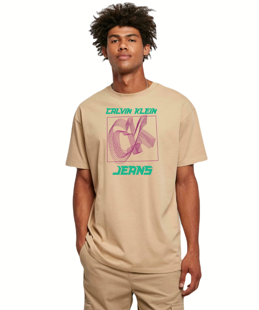 Polo Calvin Klein XL beige con estampado